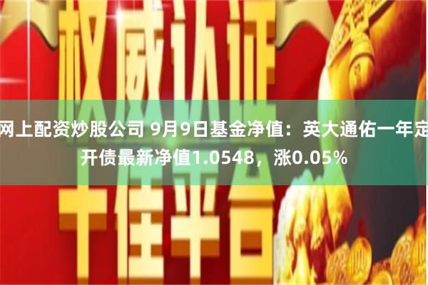 网上配资炒股公司 9月9日基金净值：英大通佑一年定开债最新净值1.0548，涨0.05%